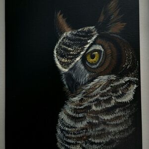 Majestic Owl Art Print - Black and Brown